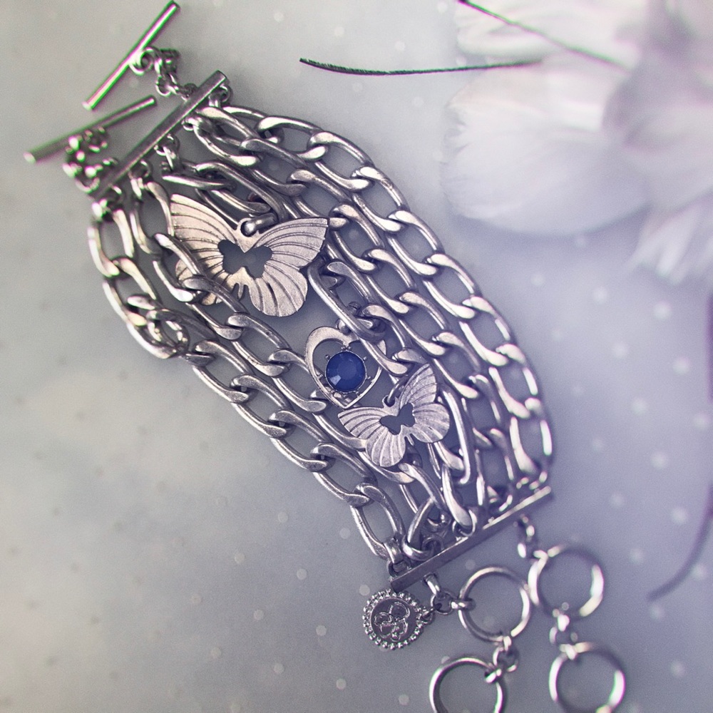 JESSICA SIMPSON | Butterfly silver chain bracelet